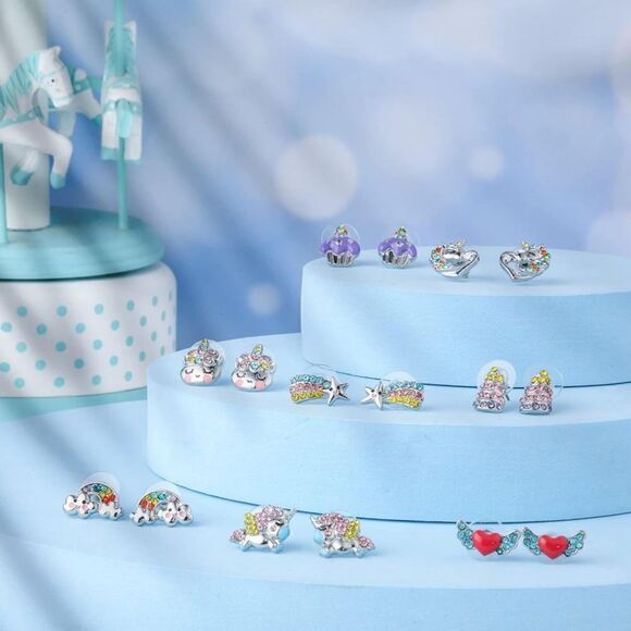 8 Pairs Cute Unicorn Earrings For Girls Ladies - Picture 2 of 8